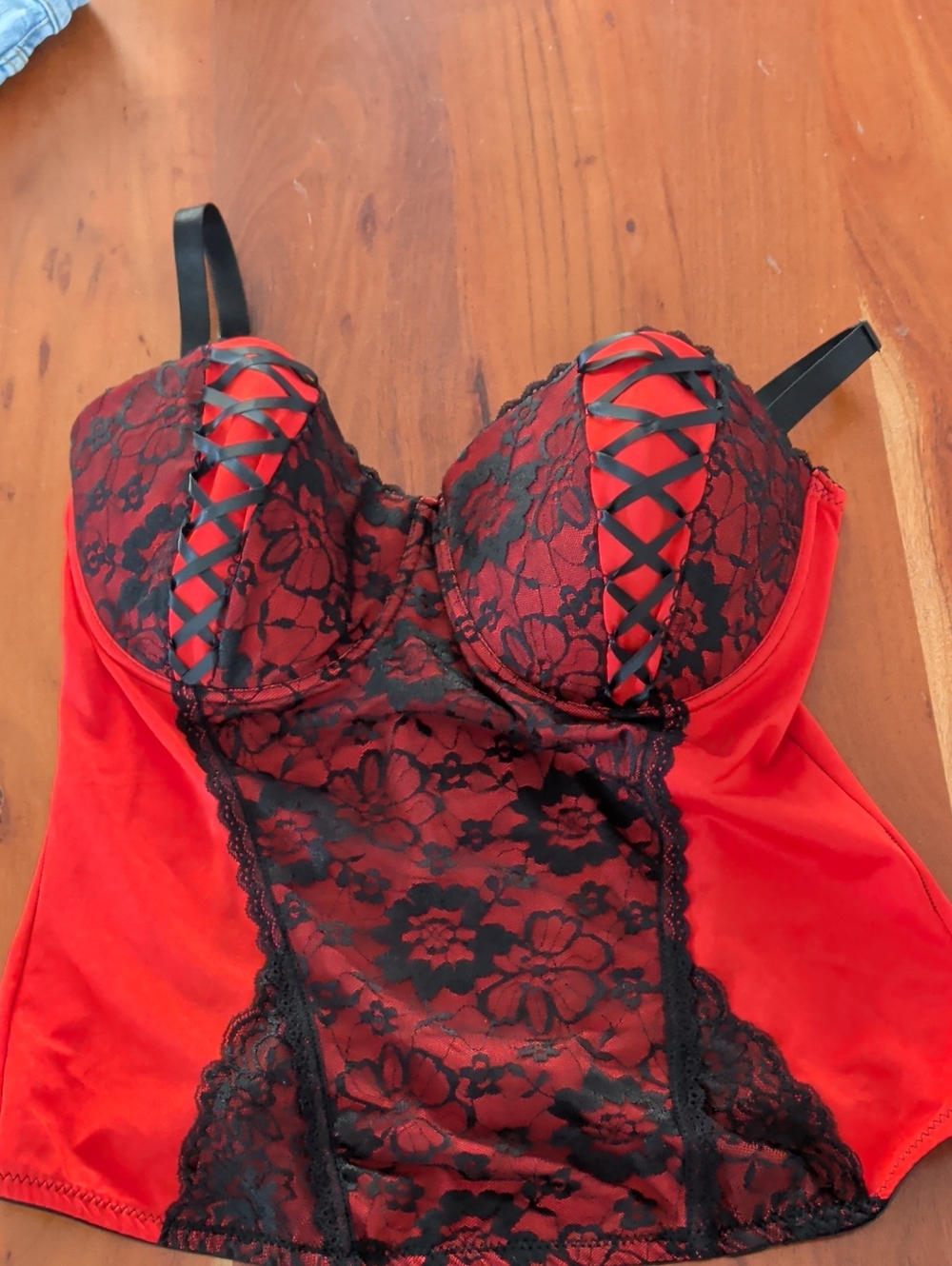 Red Lace Bustier Camisole - Women Intimates